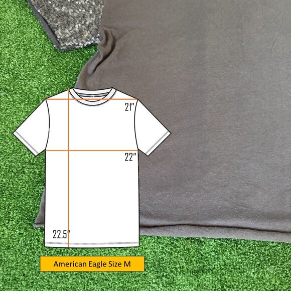 American Eagle Women's Top Grey Sequin Short Sleeve Round Neck T-Shirt Size M - Picture 2 of 13